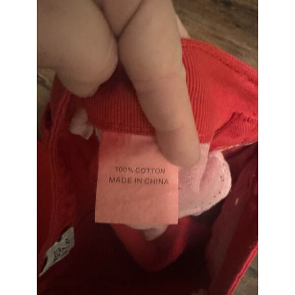 Luxe Princess Polly Size 2 Solid Red Relaxed Denim Jeans 100%Cotton MINT Bold - Picture 6 of 8